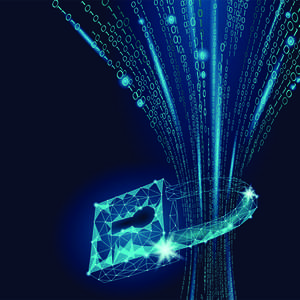 Strøm av digital info gjennom hengelås