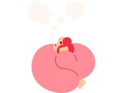 Person sitter med hodet lent mot hånden og tenker (Illustrasjon)